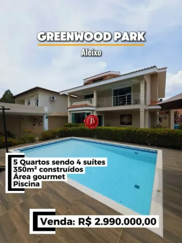 Greenwood Park | 350m², 5 Quartos (4 Suítes), Área Gourmet, Piscina | VENDA | Aleixo