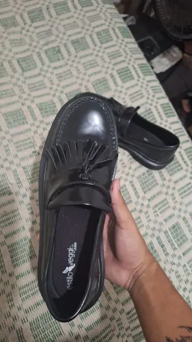 Sapato Mocassim Bambolim Estilo Veggie Verniz Preto
