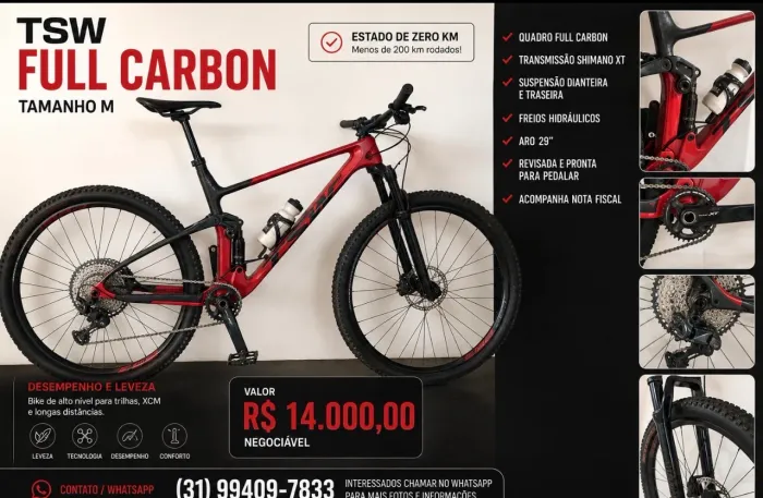Vendo bicicleta TSW, carbono full