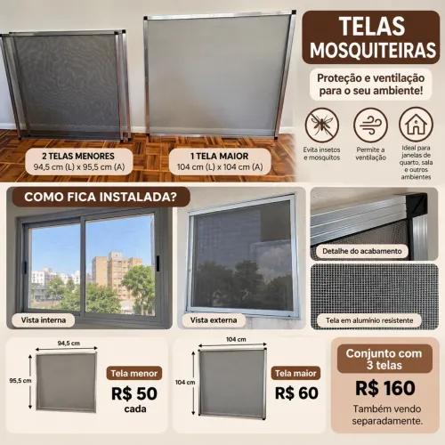 Telas Mosquiteiras para Janela - Vendo Separadamente