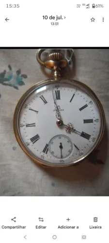 OMEGA Relógio de Bolso Original - Ouro Maciço 14K - Início do Século XX
