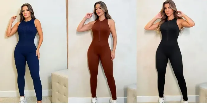Macacão canelado de poliamida