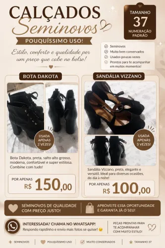 Calçados bota e sandália
