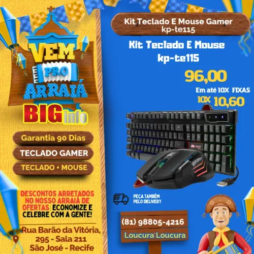 Kit Teclado E Mouse Rgb Luminoso Modo Gamer Robusto