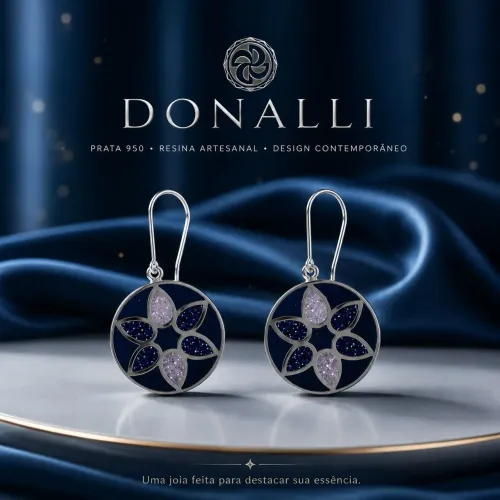 Brinco DONALLI em Prata 950 com resina artesanal
