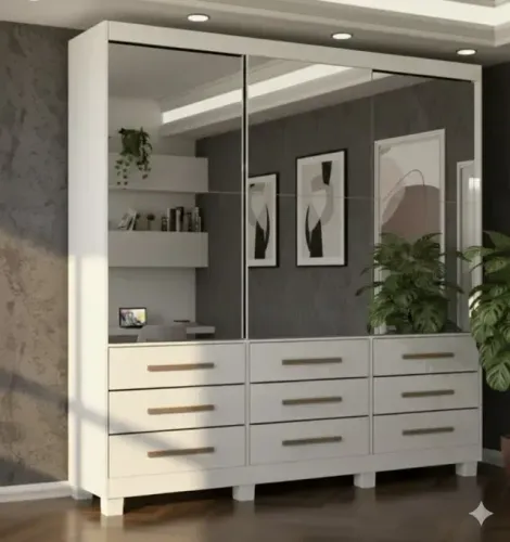 Roupeiro Sevilha Branco 3 Portas - Ideal p/ Quarto ou Closet