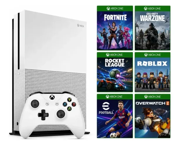 ? XBOX ONE S + 2 Controles + Caixa ? Funcionando Perfeitamente