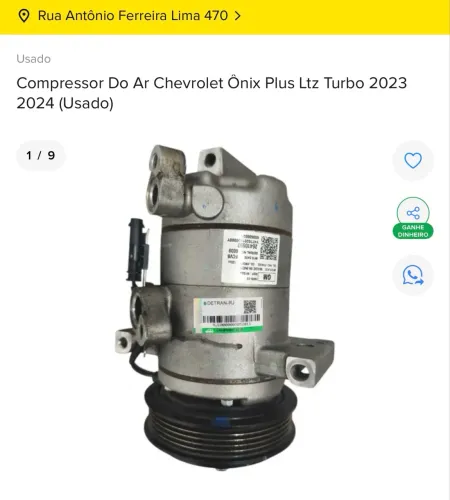 COMPRESSOR AR CONDICIONADO CHEVROLET ONIX PLUS 2023