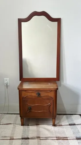 Conjunto Móveis Antigos Quarto Comoda Espelho Mesa de Cabeceira