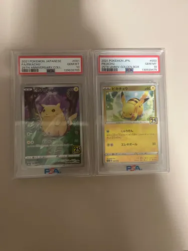 Pikachu FA + Pikachu Golden Box psa 10