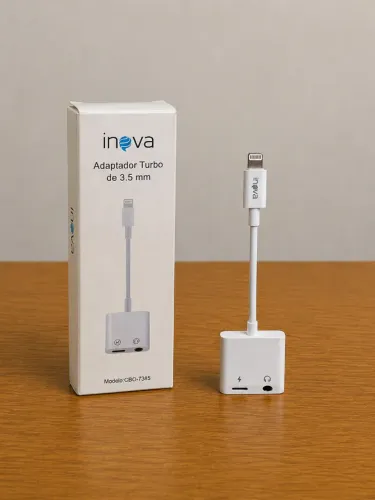 Adaptador iPhone Lightning Fone P2 + Carregador Simultâneo Inova Novo