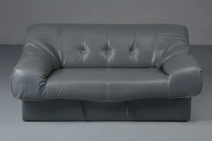 Sofá 2 lugares vintage anos 80 courvin cinza - estilo design brasileiro