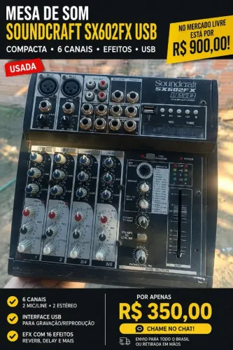 VENDO MESA DE SOM SOUNDCRAFT SX602FX USB !