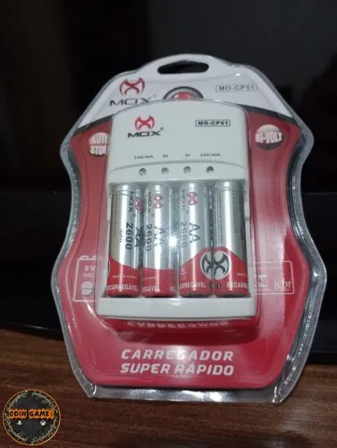 Pilhas Recarregável AA. Recarregador Pilhas AA, AAA. 4 Pilhas, Novo, Lacrado. Carregador d