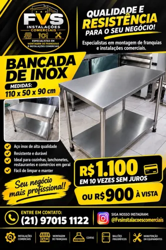 PROMOÇÃO DE BANCADAS EM INOX NOVA 110x50x90