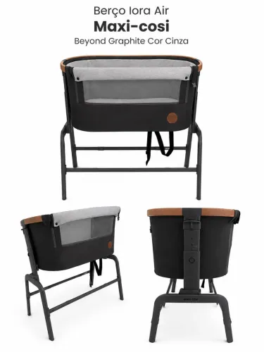 Berço Maxi-Cosi Iora Air Beyond Graphite Cinza - Portátil e Regulável