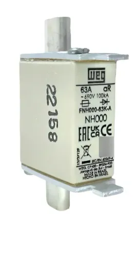 Kit 3 Fusiveis Nh Weg 63a Ultra Rápido Classe Ar Fnh000-63k-a