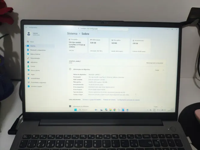 Notebook Lenovo I3 11ª Geração