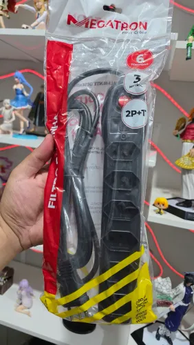 Filtro de Linha 6 tomadas e extensão de 3 metros, com fusível de proteção, DPS, Régua, 2P