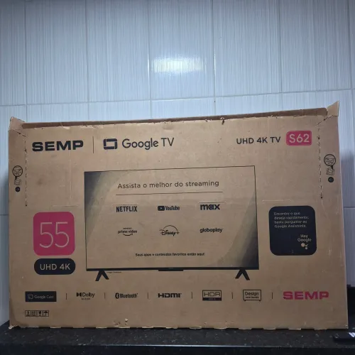 TV SMART 55 Semp 4K Google TV - Película na Tela - Comando de Voz - Na Caixa