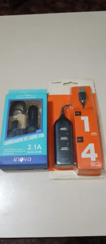 Kit extensão USB e Carregador de celular pra carro.