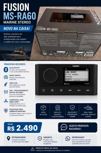 ? FUSION MS-RA60 MARINE STEREO ? NOVO NA CAIXA ?