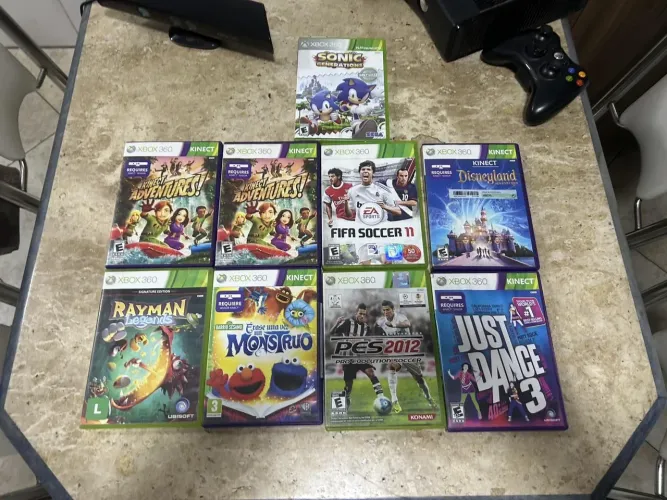 Xbox 360 slim +9 jogos mais 2 controles