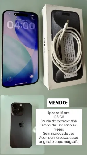 Iphone 15 Pro 128GB - Na caixa - Sem marcas de uso