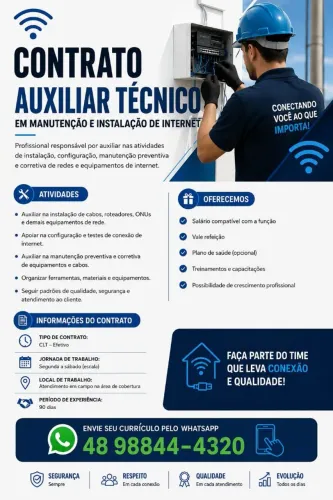 Vaga de auxiliar técnico 