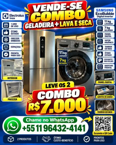 Combo máquina e geladeira