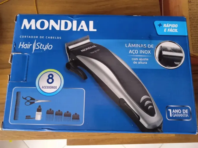Cortador de Cabelos Mondial Hair Stylo CR-02 Preto e Prata Nova