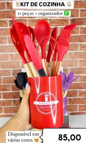 KIT DE UTENSÍLIOS DE SILICONE C/ 12 E 19 PEÇAS