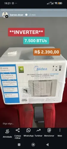Ar Janela Springer Midea INVERTER 7500 BTUs + Nota + 1 Ano Garantia + Cartão 12x