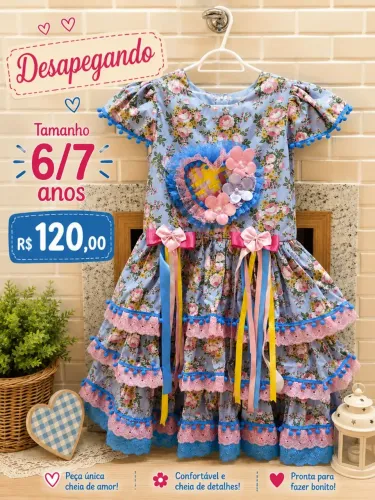 Vestido junino semi novo