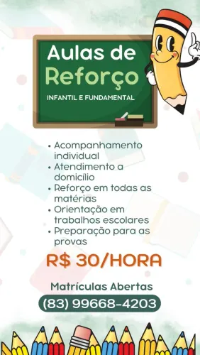 REFORÇO ESCOLAR - INFANTIL E FUNDAMENTAL 