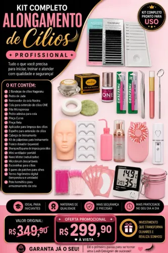 Kit alongamento de cílios para iniciantes