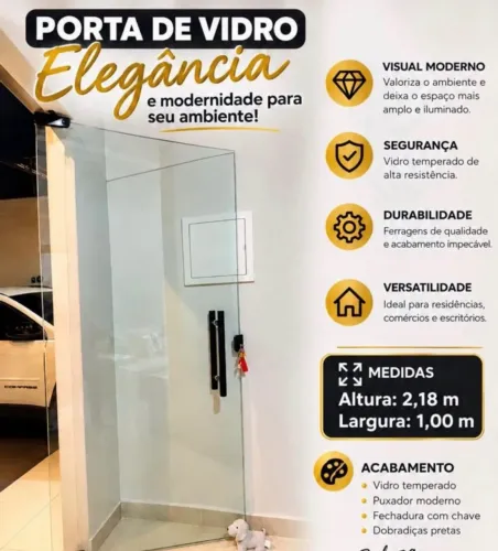 Porta de vidro 10mm 2,18x 1,00