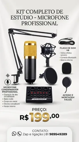 Microfone condensador com mesa 