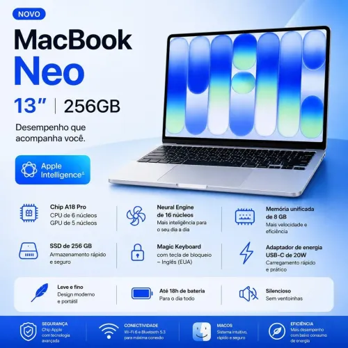 MacBook neo 13 pol. - 256 SSD 8gb de ram e Lacrado