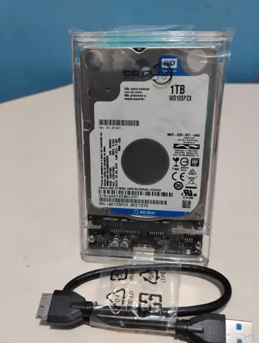 HD 1 TB WD + Cabo USB 3.0 + Case - 100% Saudável - Aceito Cartão .