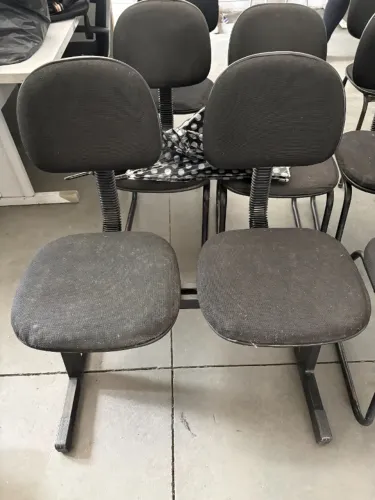 Longarina 2 Lugares Diretor - Tecido Preto (Ideal para Recepção/Escritório)