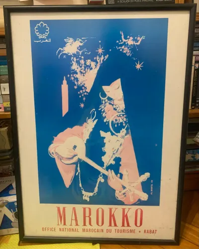 Quadro ?MAROKKO? - moldura + acabamento em vidro fosco 67cm x 48cm