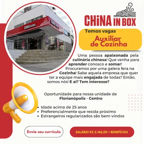 Auxiliar de Cozinha - China in Box Floripa