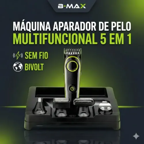 Máquina Aparador de Pelo Multifuncional 5 EM 1 BM-C036 Recarregável Bivolt