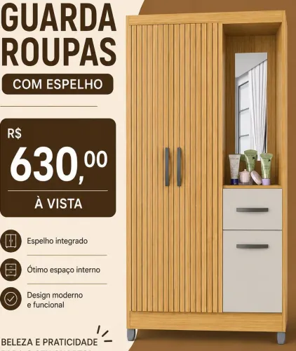 Guarda roupa novo com espelho