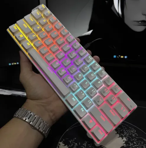 Teclado Mecânico AJAZZ NK61 Branco RGB 60% Hot Swap Gamer Compacto USB