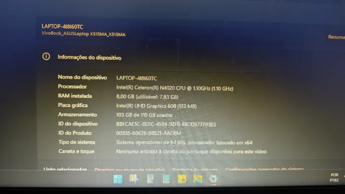 Notebook Asus - 8gb de Ram