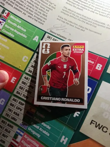 Cristiano Ronaldo extra sticker legend bronze novo acabou de ser tirado do pacote 