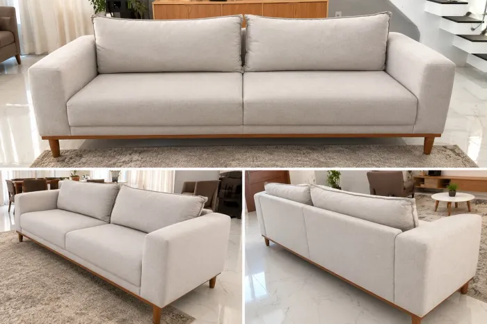 SOFÁ SEMI NOVO EM LINHO 2,70