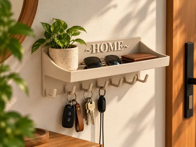 Porta chave de Parede com Prateleira Home 3D | Évora